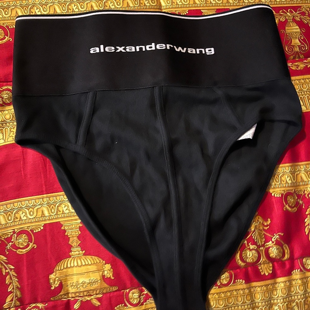 Alexander Wang black high-waisted ribbed jersey underwear briefs